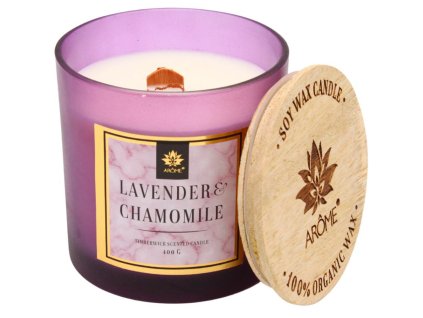 145808 arome svicka 400 g s drevenym knotem a vickem lavender and chamomille