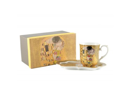 147650 hrnek 360 ml s podtackem klimt polibek zlaty