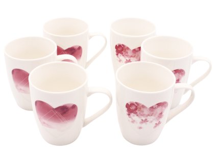 147887 3 home elements set hrnku 340 ml s vytlacenym srdcem mix 2 designu set 6 ks