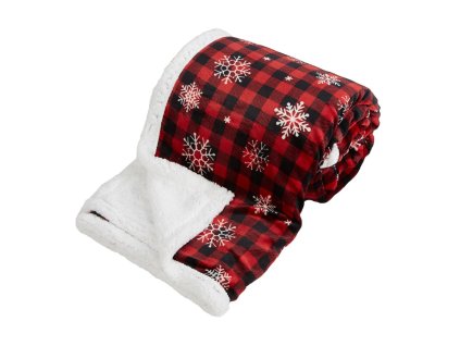 149488 2 mikroflanelova deka karo s vlockami cervena