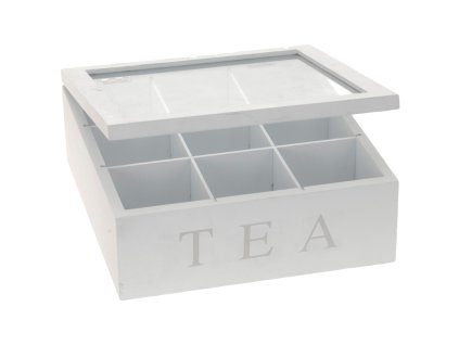 Box na čaje s devíti přihrádkami, bílý (Barva bílá)