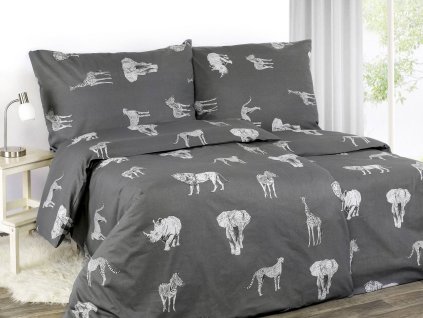 156942 povleceni flanelove tmave sede wildlife