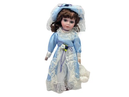 158097 porcelanova panenka 31 cm ve svetle modrych satech