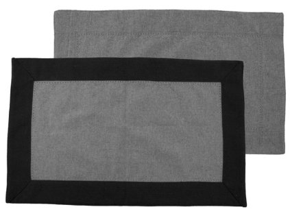 HOME ELEMENTS Prostírání s obrubou 30x50 cm 6ks, světle a tmavě šedá z recyklované bavlny (Množství 6 ks)