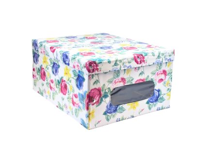 159665 box ulozny s vikem barevne kvetiny