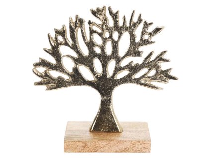 159674 strom hlinikovy zlaty s drevenym podstavcem 25cm
