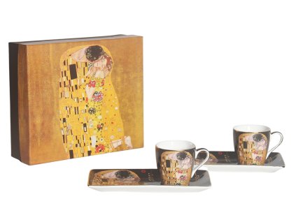 144125 espresso set s podtacky 2 x 65 ml klimt polibek tmavy