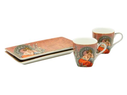144182 espresso set s podtacky 2 x 65 ml mucha tmavy