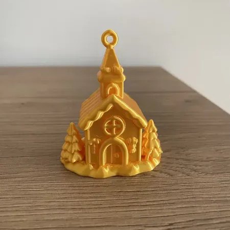 Zasněžený kostelík – vánoční ozdoba z 3D tisku