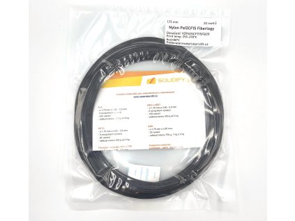 8924 2 vzorek 20 metru nylon pa12 cf15 cerny 1 75mm fiberlogy
