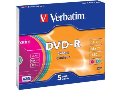 Verbatim DVD R 47GB 16x colour slim 5ks z1