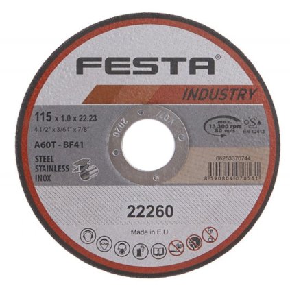 Kotouč řezný FESTA INDUSTRY na kov 115x1x22.2mm  FESTA