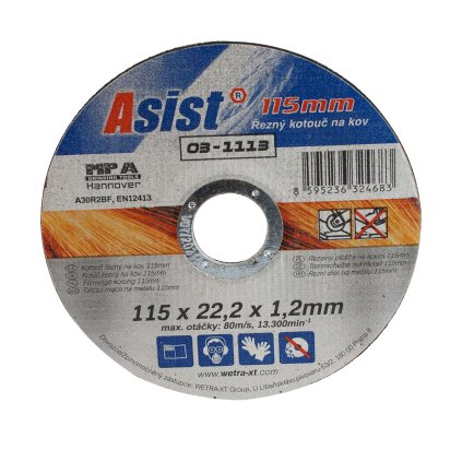 Kotouč řezný na kov 115x22,23x1,2mm ASIST 03-1115  ASIST
