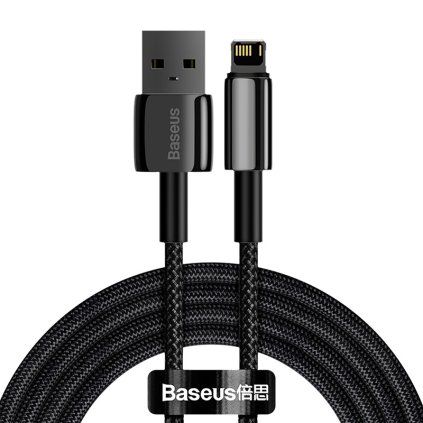 Kabel Baseus Tungsten Gold USB-iP 2,4A 2 m (černý)