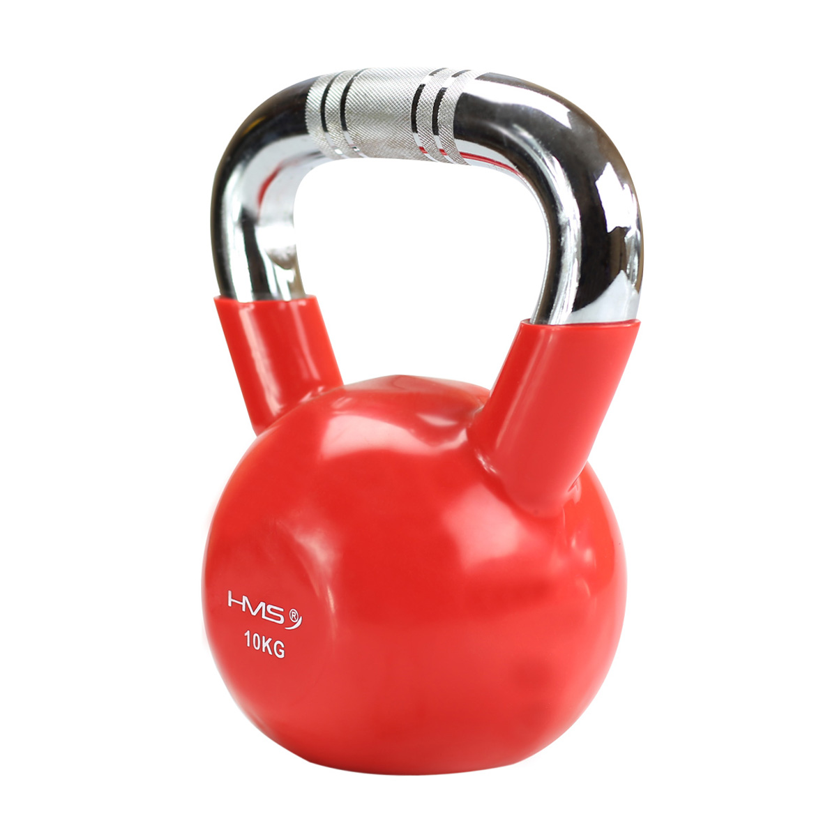 Levně KTC 10 KG ČERVENÝ KETTLEBELL S CHROMOVANÝM ÚCHOPEM HMS