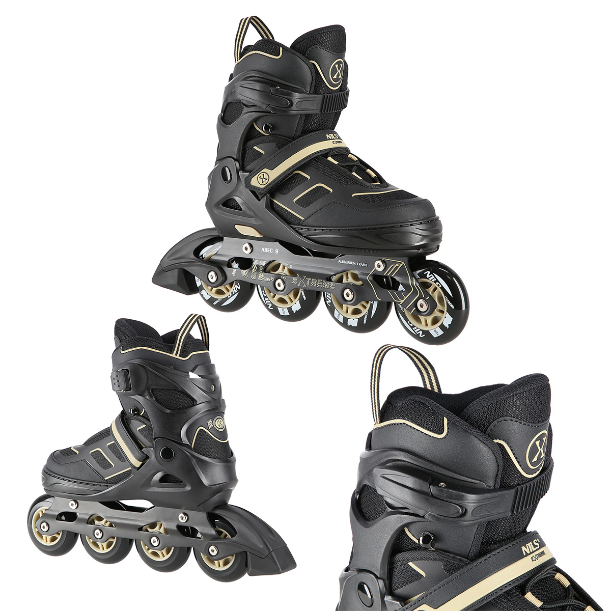 NILS EXTREME NA14174 ČERNO-BÉŽOVÉ VEL. M (35-38) KOLEČKOVÉ BRUSLE NILS