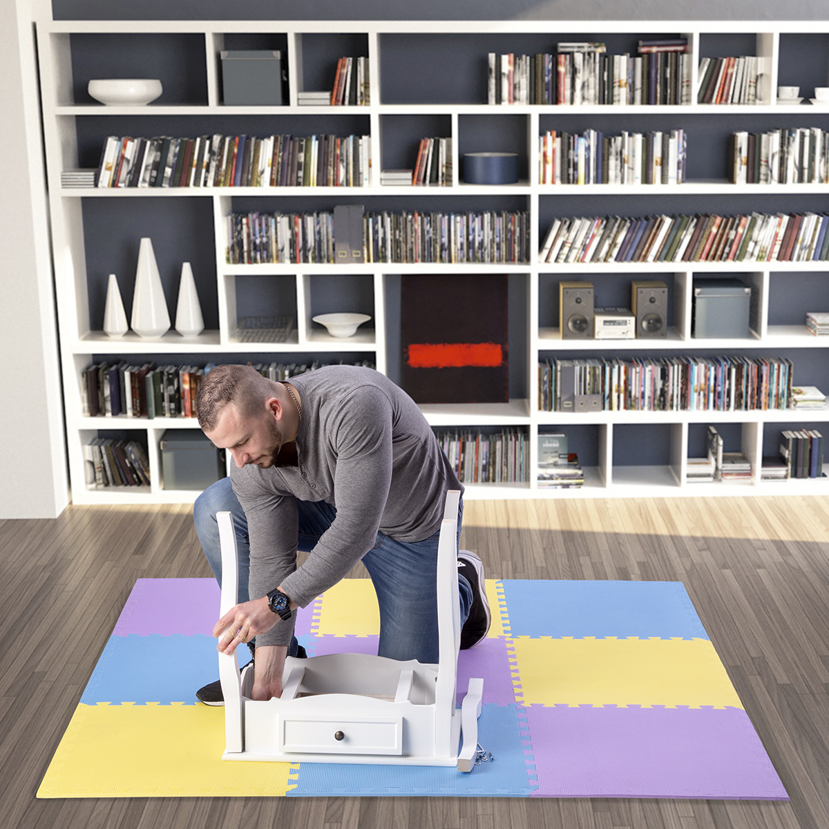 MP10 ŽLUTÁ-MODRÁ-FIALOVÁ OCHRANNÁ PUZZLE PODLOŽKA ONE FITNESS