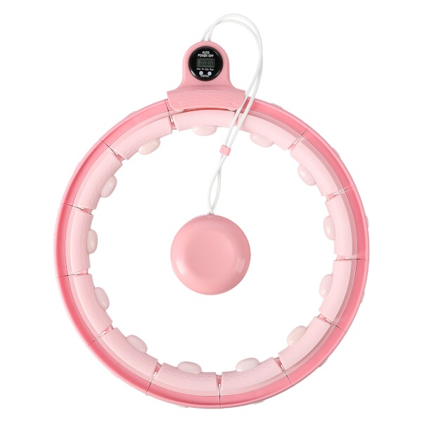 HMS FH02 RŮŽOVÁ MASÁŽNÍ HULA HOOP OBRUČ SE ZÁVAŽÍM A POČÍTADLEM