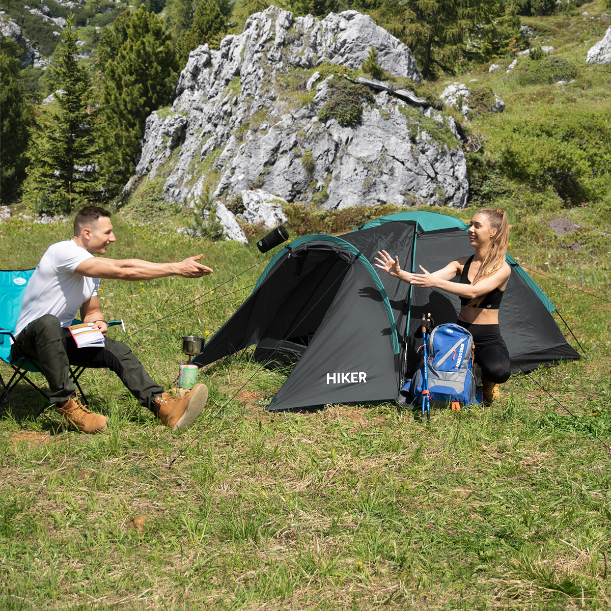 NC6010 HIKER ŠEDÝ TURISTICKÝ STAN NILS CAMP