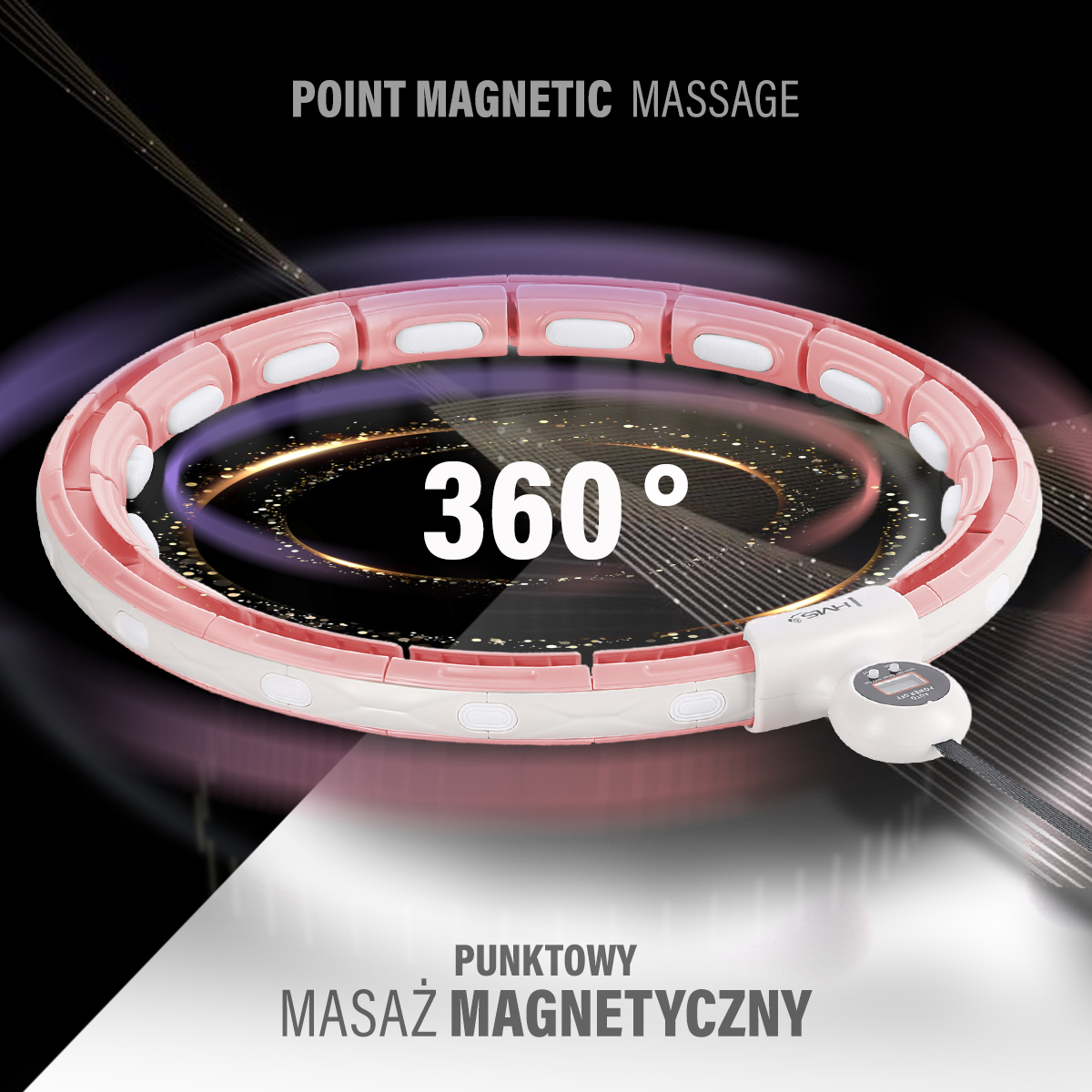 HHM15 RŮŽOVÁ HULA HOOP OBRUČ SE ZÁVAŽÍM, MAGNETY A POČÍTADLEM HMS