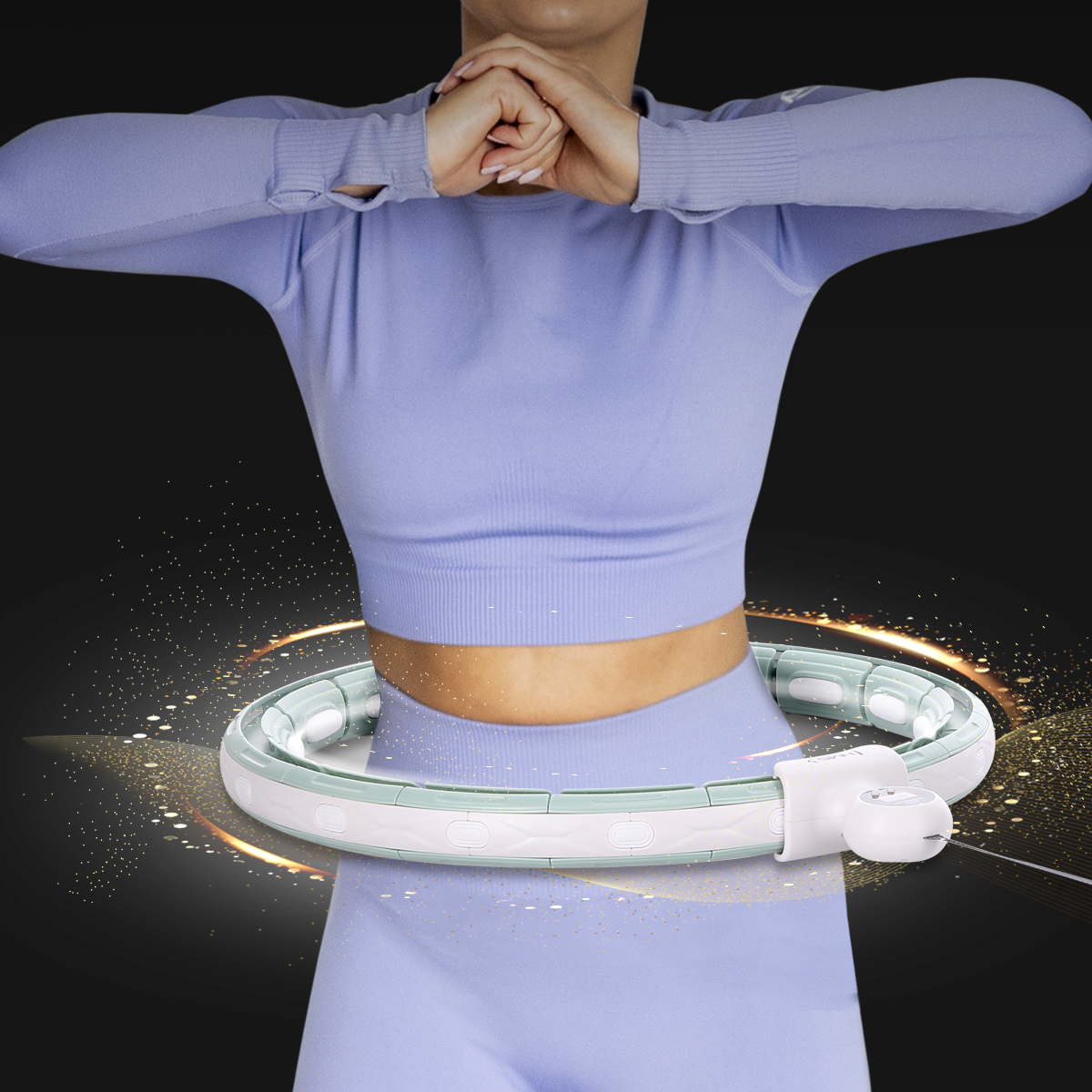 HHM15 ZELENÁ HULA HOOP OBRUČ SE ZÁVAŽÍM, MAGNETY A POČÍTADLEM HMS
