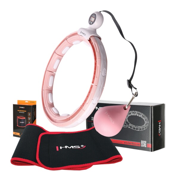 SET HHM15 + BR163 RŮŽOVÁ HULA HOOP OBRUČ SE ZÁVAŽÍM, MAGNETY A POČÍTADLEM HMS