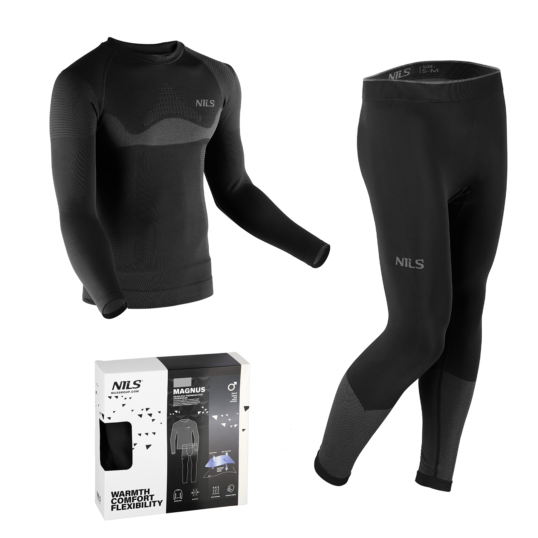 Levně BTZ0464 ČERNÉ VEL.L/XL MAGNUS SET PÁNSKÉHO FUNKČNÍHO PRÁDLA NILS