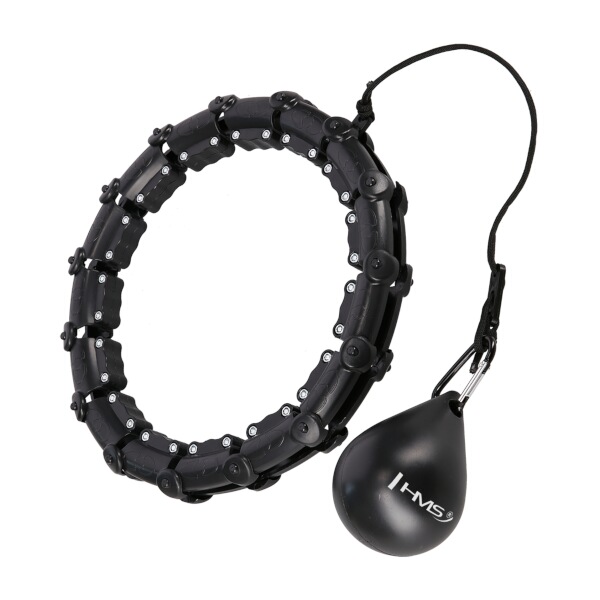 HHW11 PLUS SIZE ČERNÁ MASÁŽNÍ HULA HOOP OBRUČ SE ZÁVAŽÍM HMS