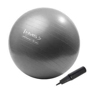 YB02N 75CM ŠEDO-STŘÍBRNÝ GYMNASTICKÝ MÍČ HMS