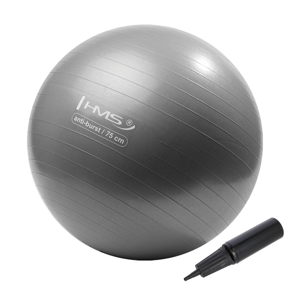 YB02N 75CM ŠEDO-STŘÍBRNÝ GYMNASTICKÝ MÍČ HMS