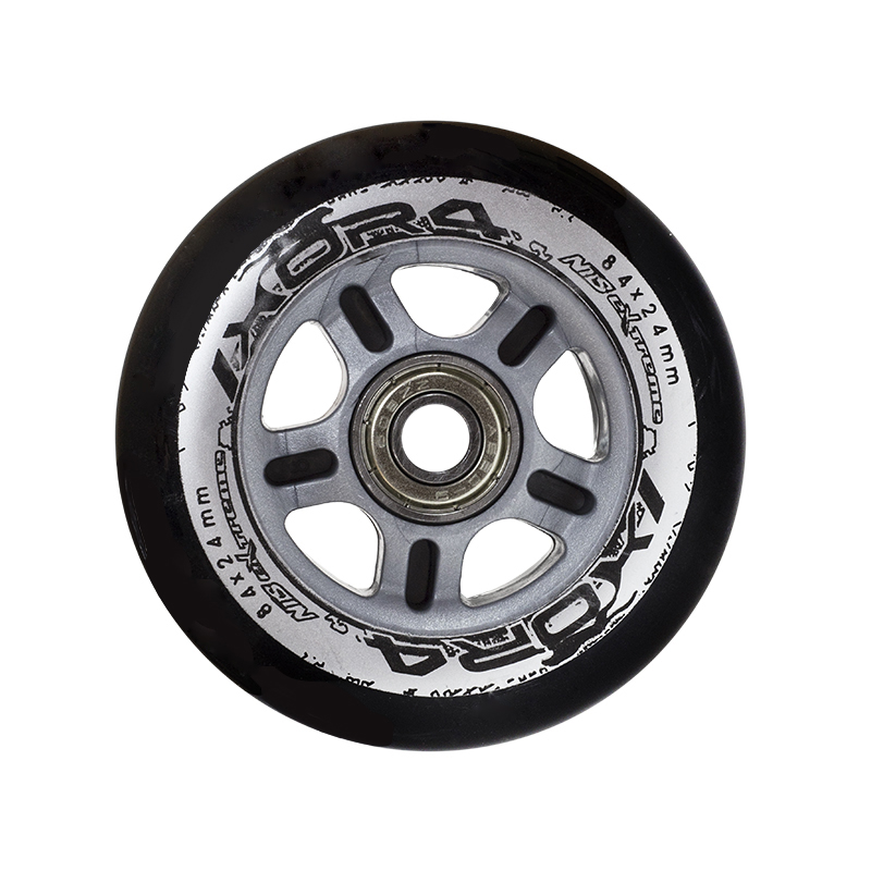 KOLEČKA PU 84x24 82A ČERNÉ (4KS) + ABEC-9 CHROME (8KS) NILS EXTREME