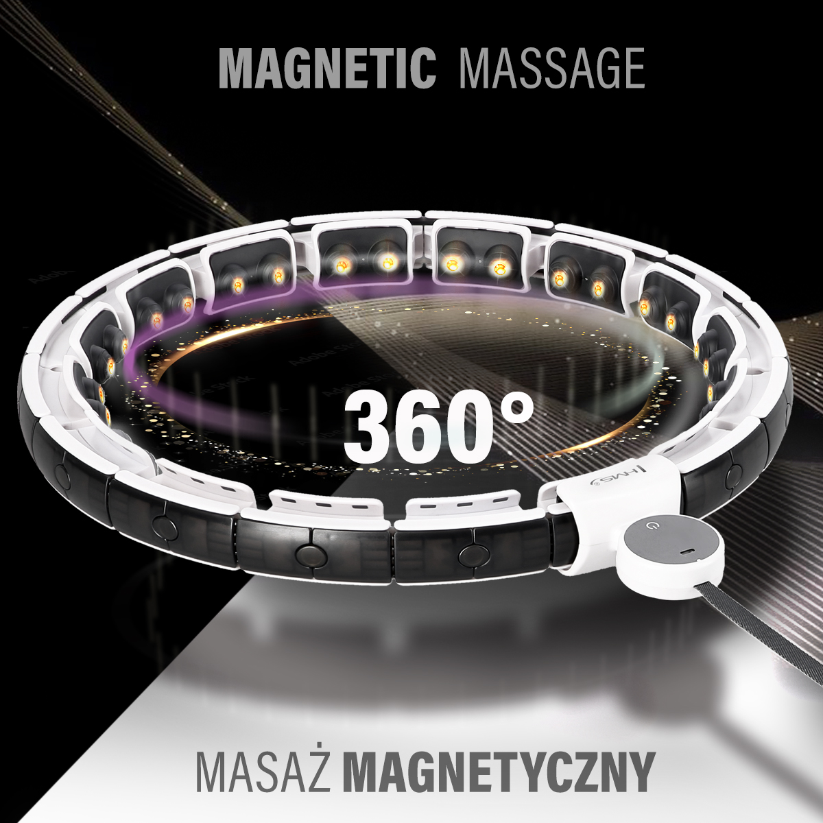 SET HHM16 BÍLÁ + BR163 PLUS SIZE HULA HOOP OBRUČ SE ZÁVAŽÍM, MAGNETY A POČÍTADLEM HMS