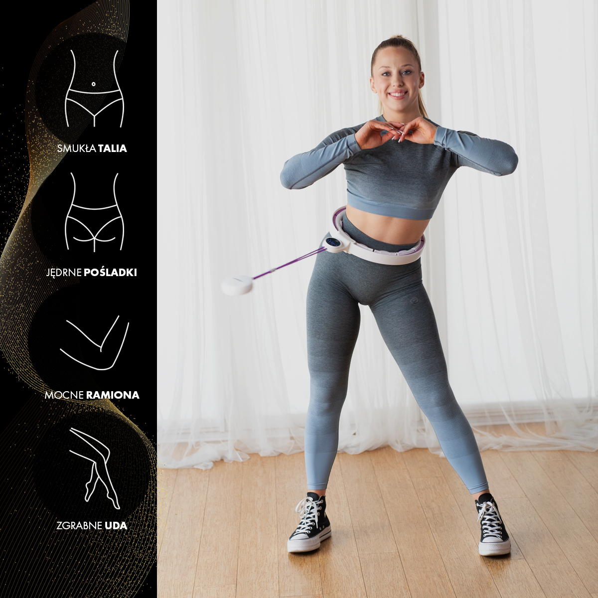 HHM17 BÍLÁ/FIALOVÁ HULA HOOP OBRUČ SE ZÁVAŽÍM, MAGNETY A POČÍTADLEM HMS