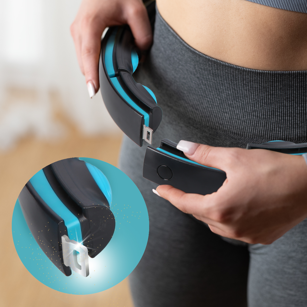 HHM17 ČERNÁ/MÁTOVÁ HULA HOOP OBRUČ SE ZÁVAŽÍM, MAGNETY A POČÍTADLEM HMS