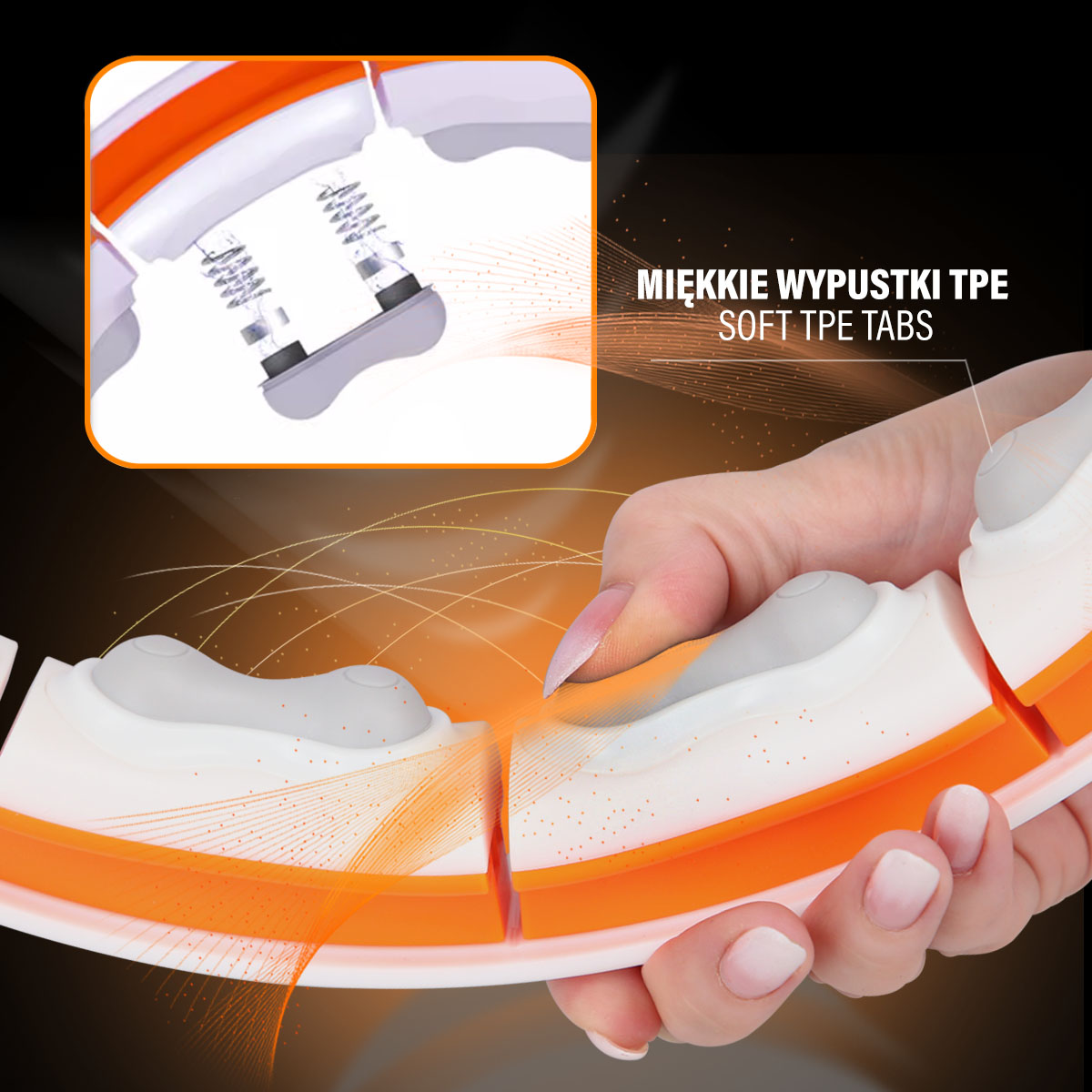 HHM21 BÍLÁ/ORANŽOVÁ HULA HOOP OBRUČ SE ZÁVAŽÍM, MAGNETY A POČÍTADLEM HMS