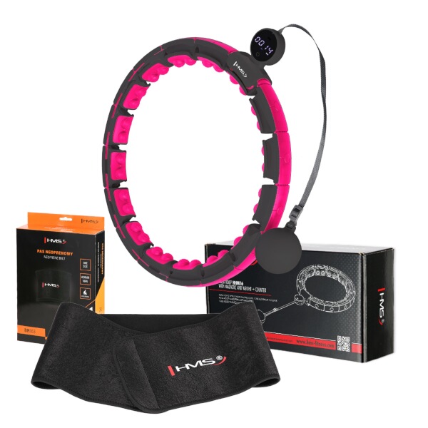 SET HHM16 ČERNÁ + BR163 HULA HOOP OBRUČ SE ZÁVAŽÍM, MAGNETY A POČÍTADLEM HMS