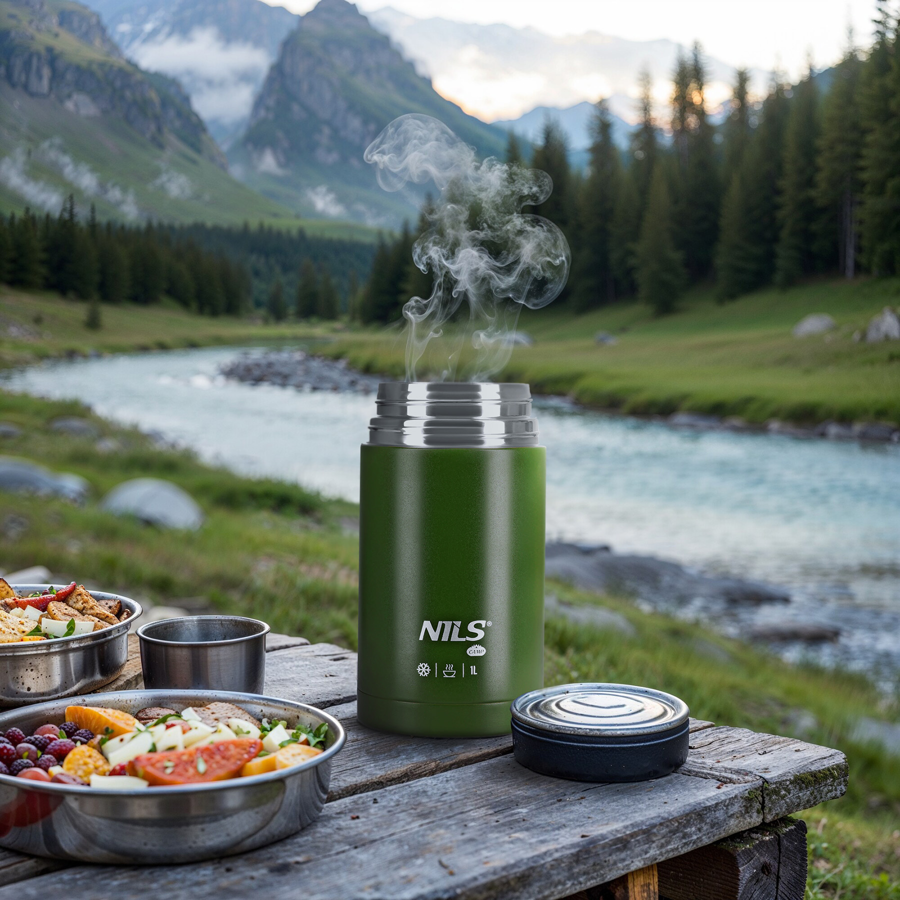 NC3802 ZELENÁ TERMOSKA NA JÍDLO 1000ML NILS CAMP