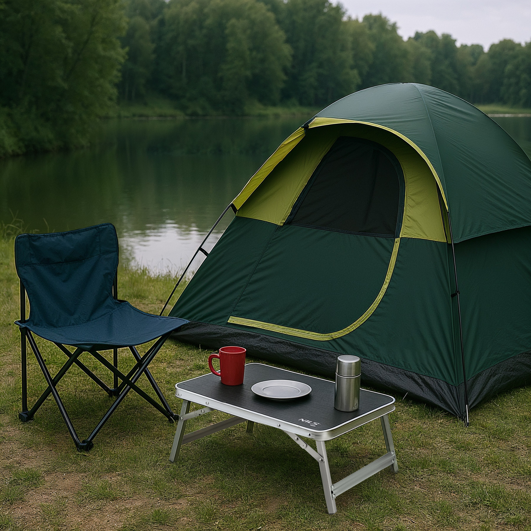 NC3403 ŠEDÝ SKLÁDACÍ KEMPINGOVÝ STOLEK 50X30X20CM NILS CAMP