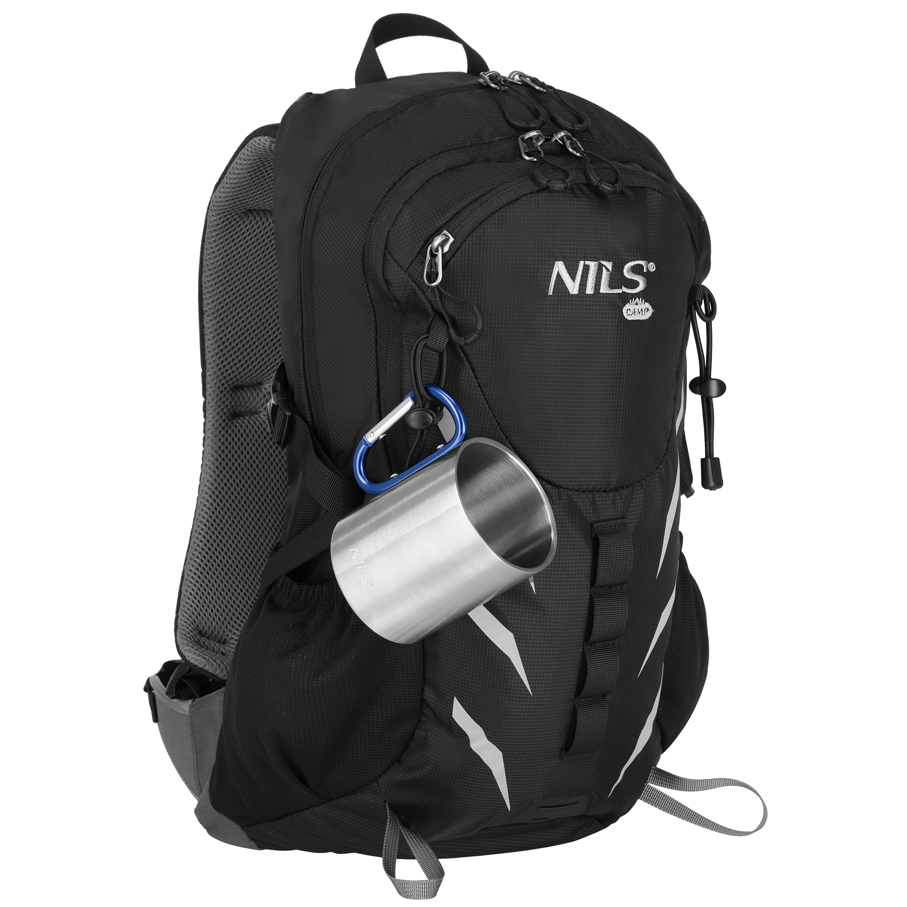 NC17110 MODRÝ KEMPIGOVÝ HRNEK 300ML S KARABINOU NILS CAMP