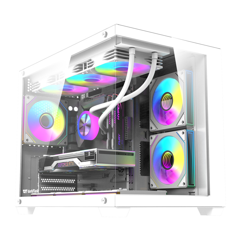 Počítačová skříň DarkFlash B275 PRO (bílá) + 6 ventilátorů