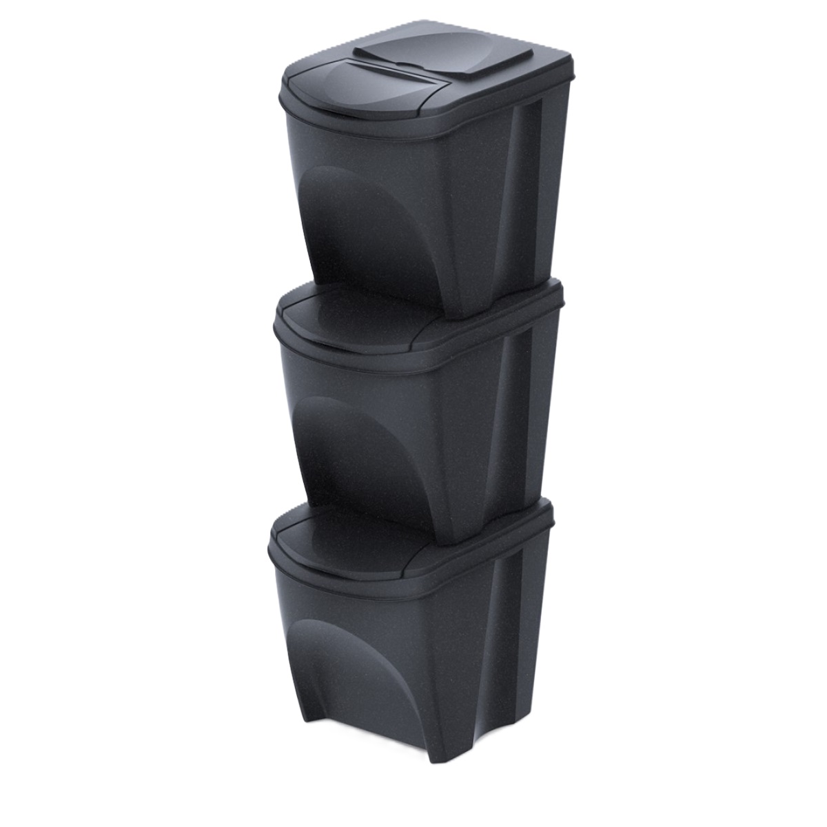 PROSPERPLAST Odpadkový koš SORTIBOX ECO WOOD antracit, 3x25L