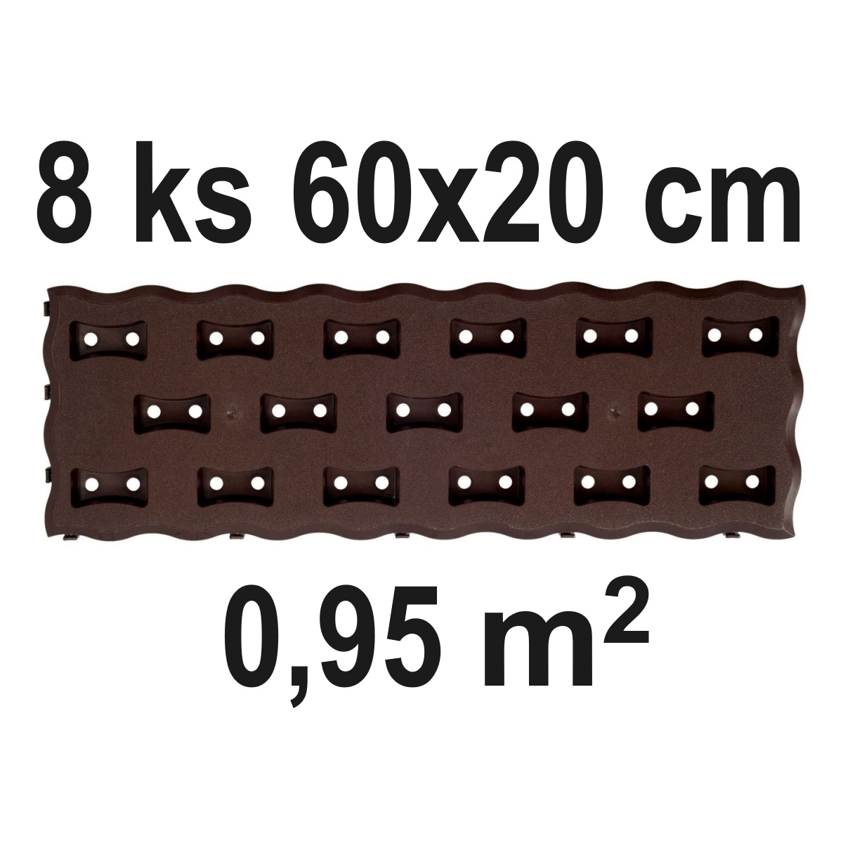 PROSPERPLAST Záhonový chodník 60x20cm, 8ks, hnědý