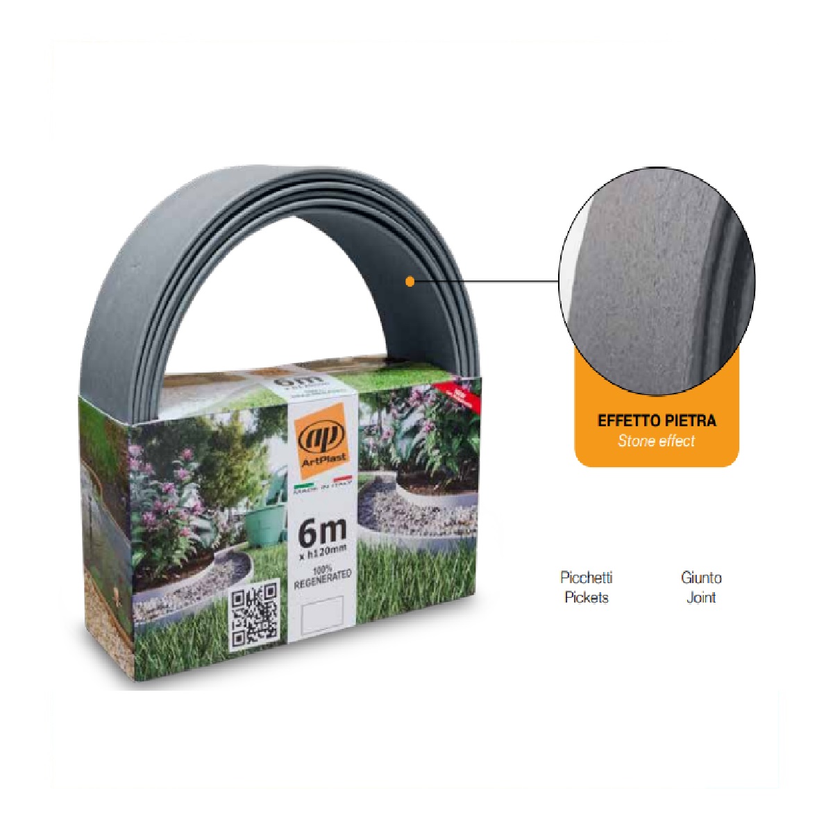 ARTPLAST Trávníkový obrubník BORDURE, 6m - dekor beton