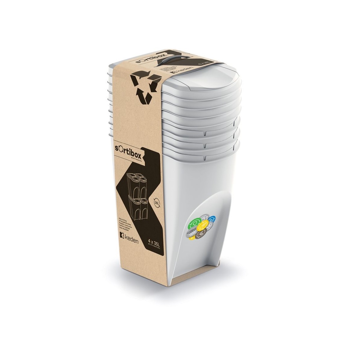 PROSPERPLAST Sada odpadkových košů SORTIBOX, 4x35l