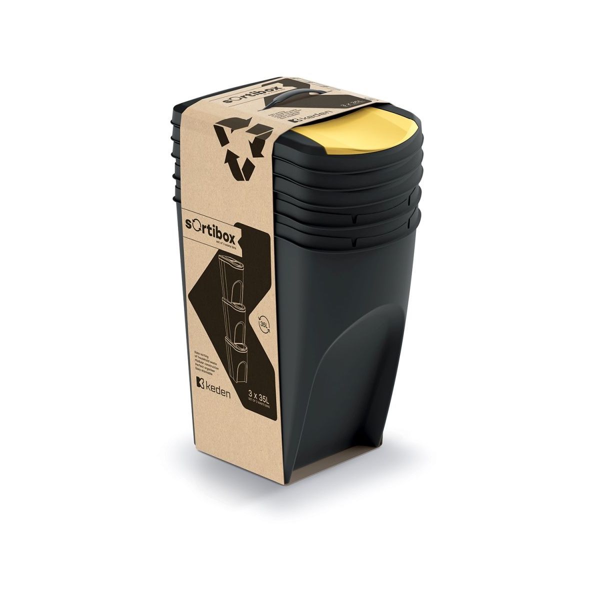 PROSPERPLAST Sada odpadkových košů SORTIBOX, 3x35l