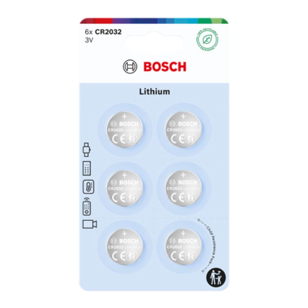 BOSCH Lithium CR2032B6-00 Baterie CR2032 6 ks