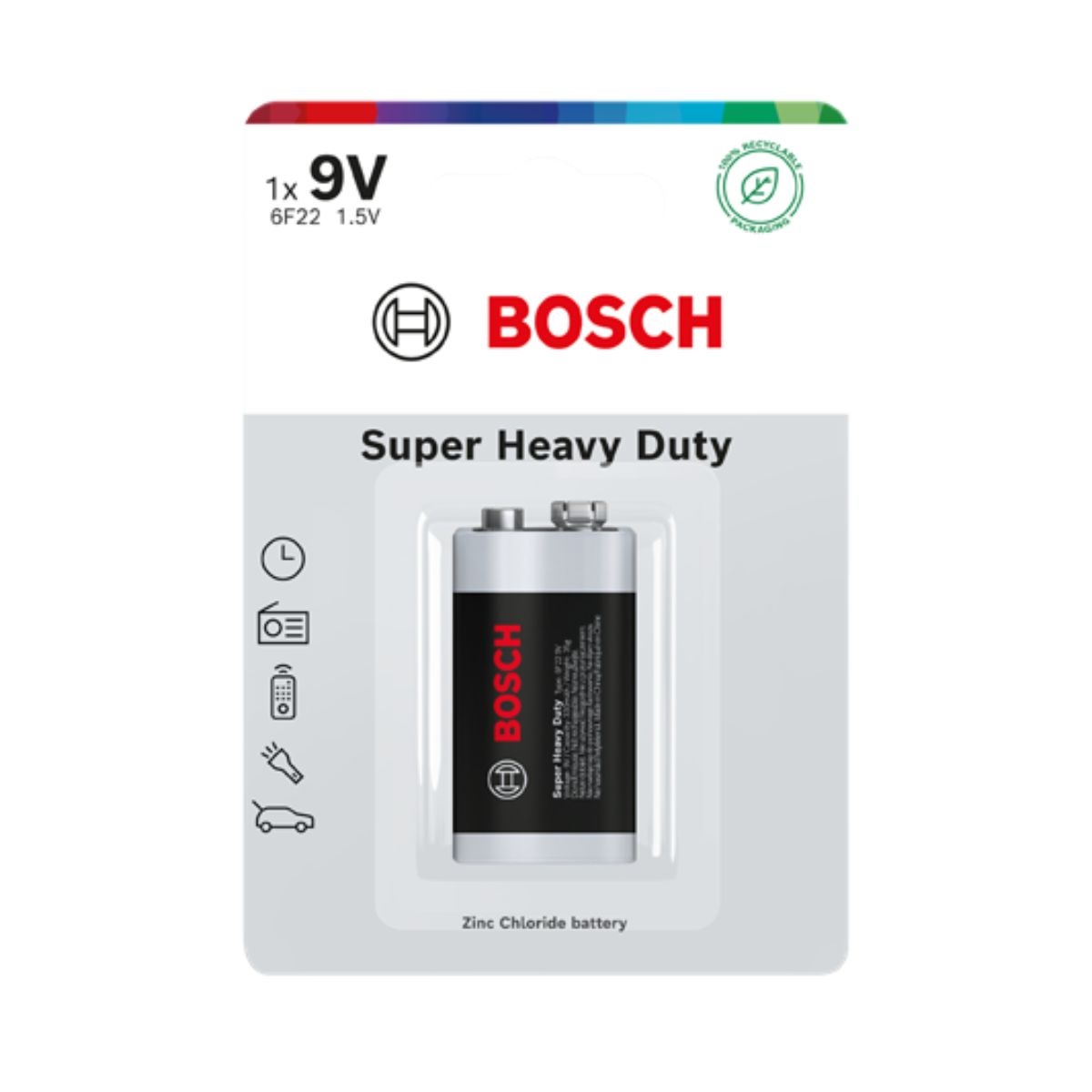BOSCH Super Heavy Duty 6F22SHD1B-00 Baterie 9V, 1 ks
