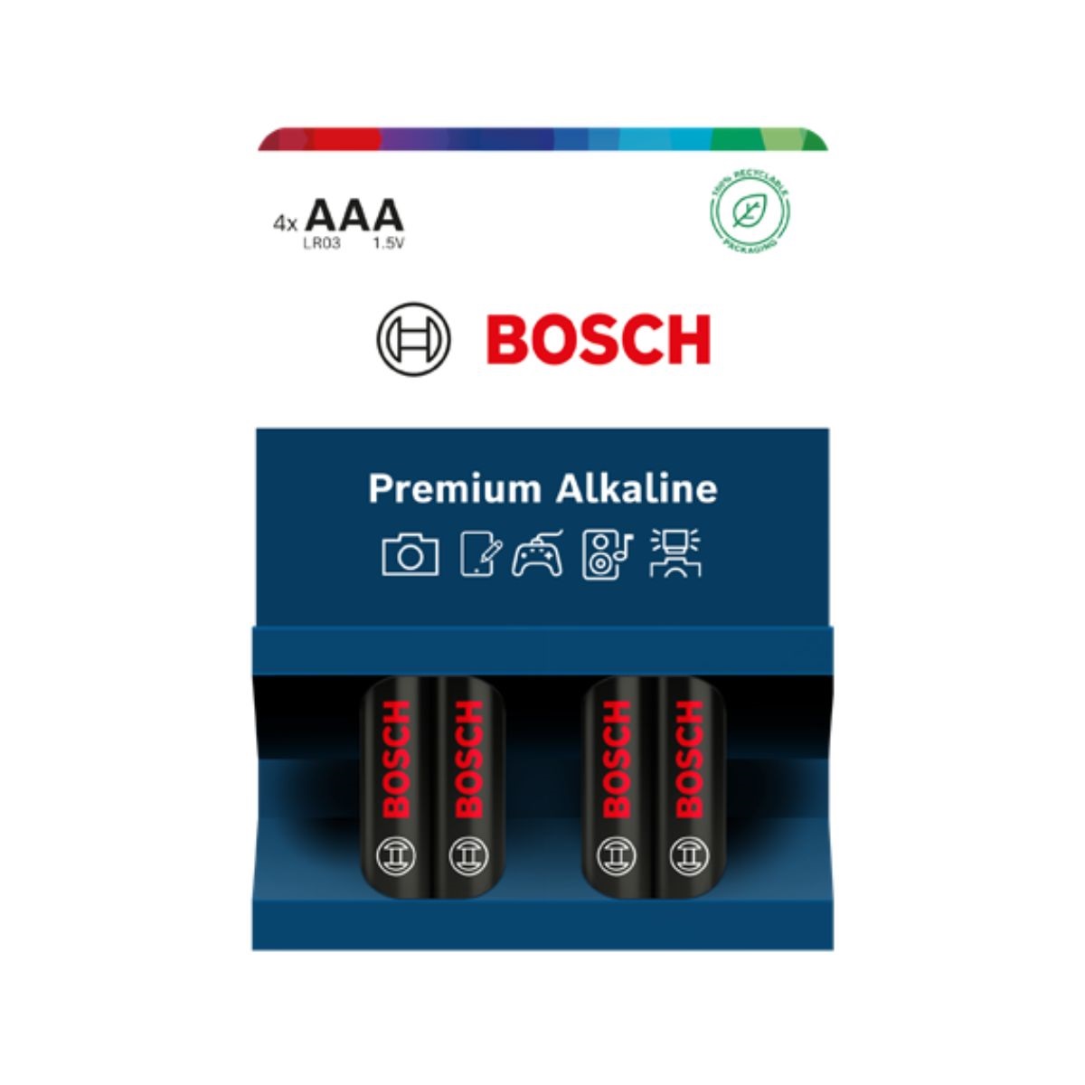 BOSCH Premium Alkaline LR03PA4B-00 Baterie AAA, 4 ks