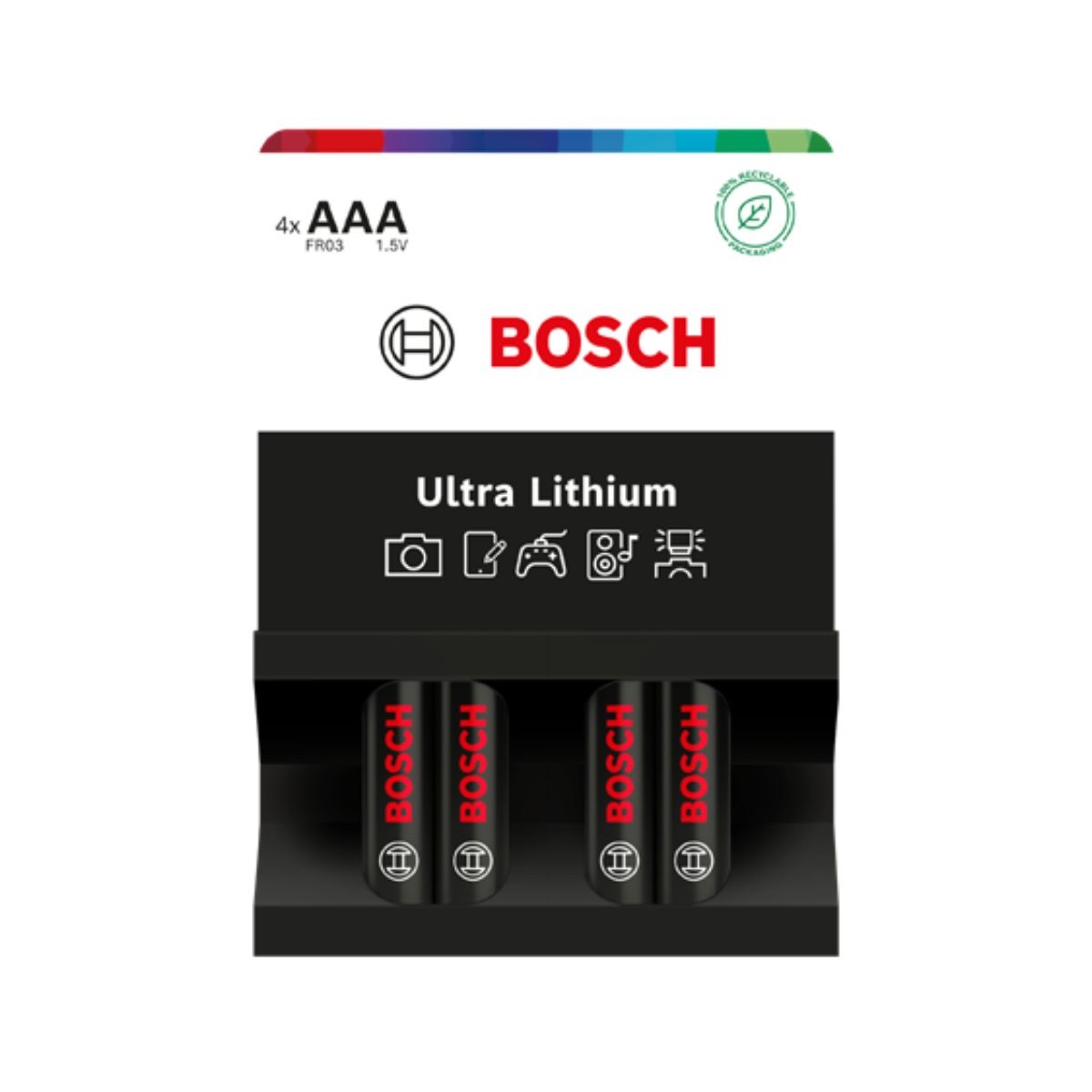 BOSCH Ultra Lithium FR03UL4B-00 Baterie AAA, 4ks