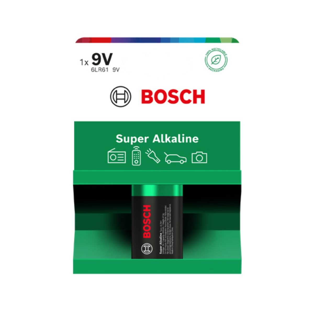 BOSCH Super Alkaline 6LR61SA1B-00 Baterie 9V, 1 ks